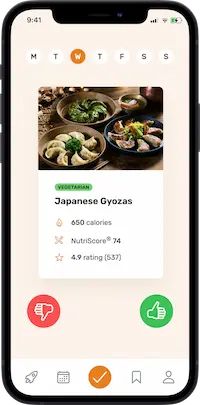 iPhone app
            meal approving plan screen