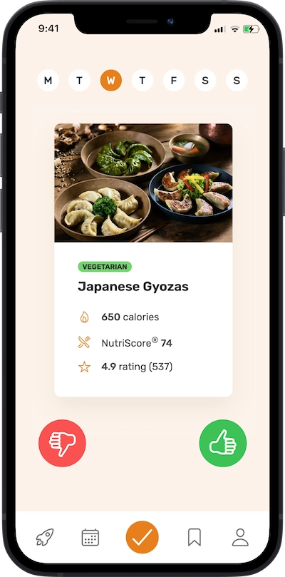 iPhone app
meal approving plan screen
